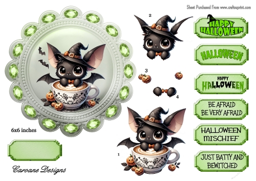 Halloween Topper 3 - 6x6 inch circular topper with decoupage  