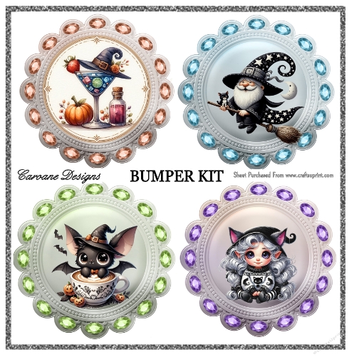 Halloween Toppers Bumper Kit 88 - 9 page bumper kit - card fronts, decoupage, inserts, made by boxes, images for back of card, preview