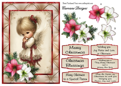 Christmas Angels 1 - A5 card front with decoupage  