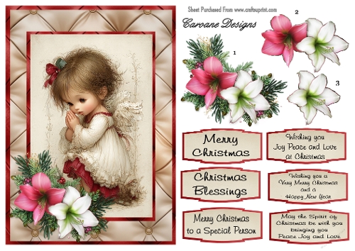 Christmas Angels 3 - A5 card front with decoupage  