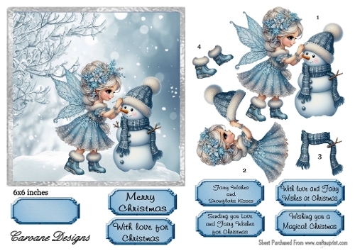 Ice Fairy 3 - 6x6 inch card front with decoupage  