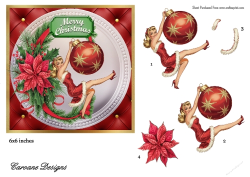 Vintage Christmas 2 - 6x6 inch card front with decoupage  