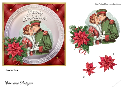 Vintage Christmas 3 - 6x6 inch card front with decoupage  