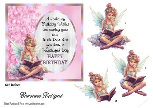 Happy Birthday 3 - 6x6 inch card front with decoupage  