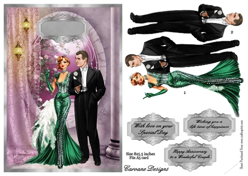Art Deco Delights 3 - A5 card front with decoupage  