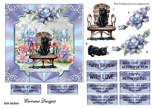 Summer Garden - 6x6 inch card front with decoupage  