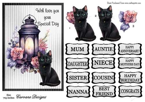 Enchanted Lantern - 7x5 inch card front with decoupage  