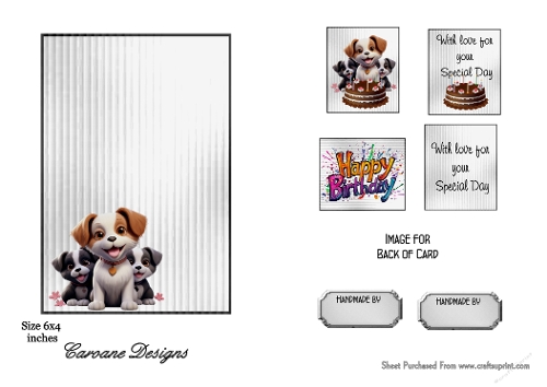 Matching insert sheet for the design sheet - Birthday Dogs