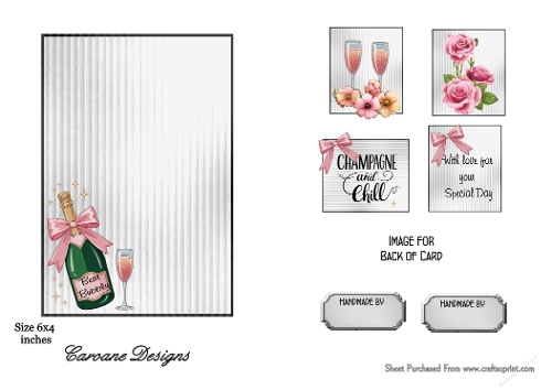 Matching insert sheet for the design sheet - Champagne and Roses
