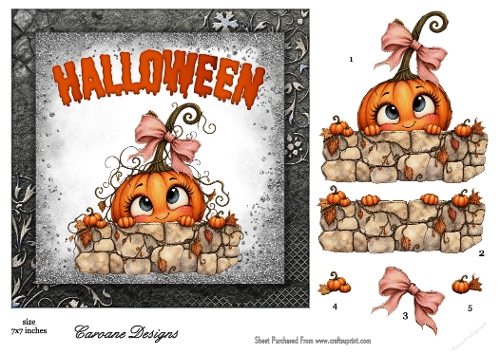 Spooky Halloween 1 - 7x7 inch card front with decoupage  