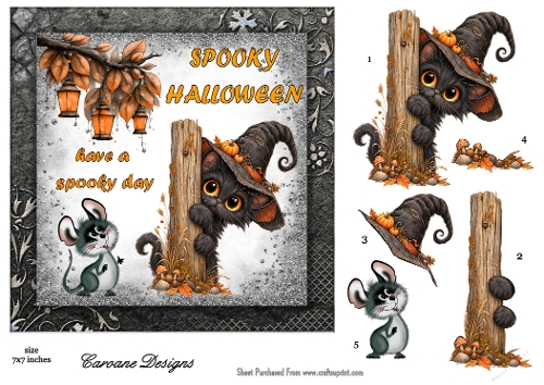 Spooky Halloween 2 - 7x7 inch card front with decoupage  