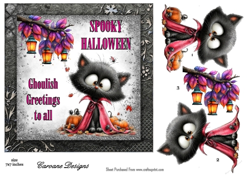 Spooky Halloween 4 - 7x7 inch card front with decoupage  