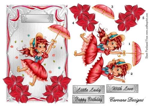 Mary Poppins - A4 cardmaking sheet with decoupage