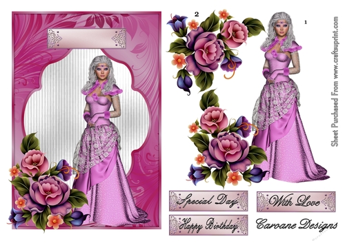 Pretty in Pink - A4 cardmaking sheet