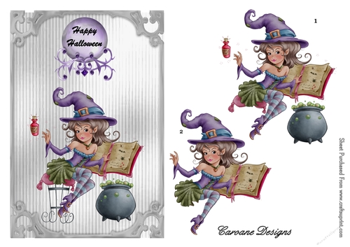 Hermione - Happy Halloween - A4 cardmaking sheet - Decoupage