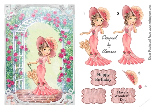 Lillie and the Roses 2 - A4 decoupage sheet