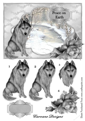 Peace at Christmas - A4 cardmaking sheet with decoupage