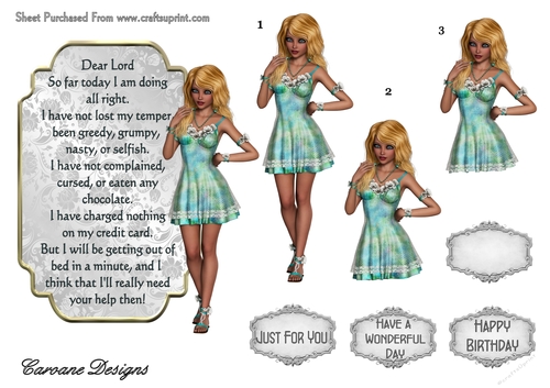 Bad Girls Prayer 2 - A4 card making sheet