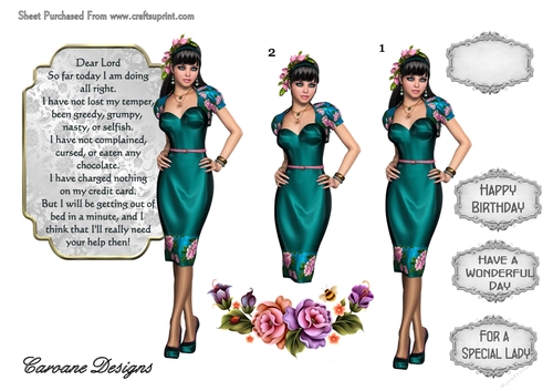 Bad Girls Prayer 4 - A4 card making sheet