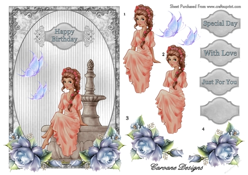Fontaine 2 - A4 decoupage sheet