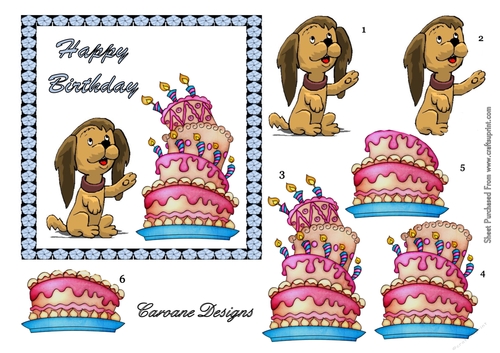 The Birthday Cake - A4 sheet with decoupage