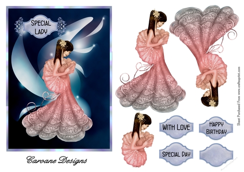 Eastern Beauty 1 - A4 design sheet with decoupage