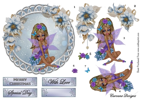Christmas Fairy - A4 sheet with decoupage