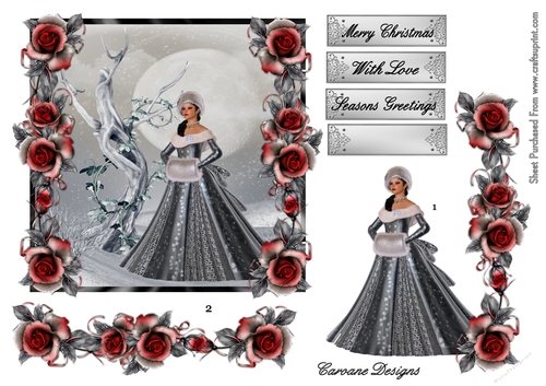 Snow Princess 1 - A4 sheet with decoupage