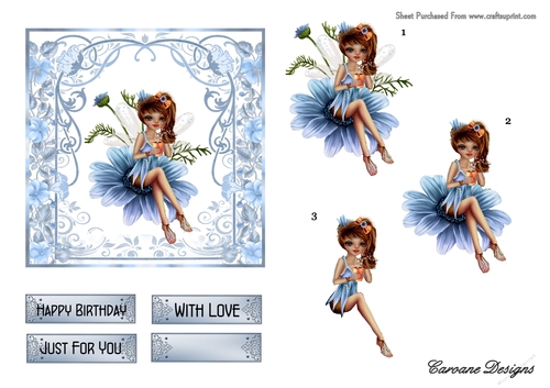 Bluebell Fairy - A4 sheet with decoupage etc.
