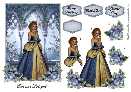 Golden Gothic Lady 1 - A4 design sheet