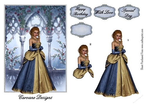 Golden Gothic Lady 2 - A4 design sheet