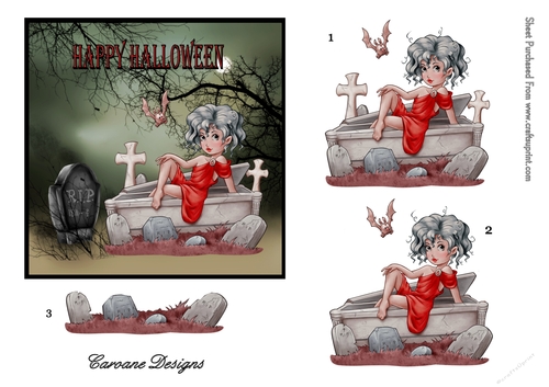 Halloween Beauty - A4 Design sheet with decoupage