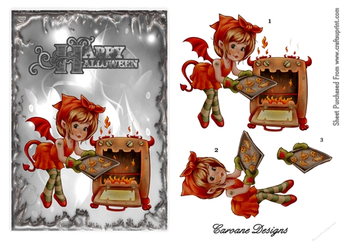 Great Halloween Bake Off - A5 card front with decoupage