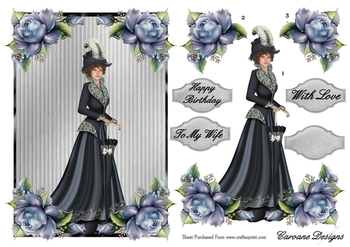 My Fair Lady 2 - 7.5 x 5 card front with Decoupage