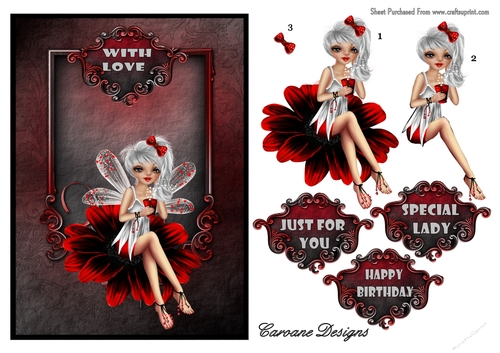 Fairy Fay - A5 card front with decoupage