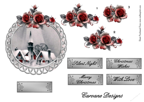 Silent Night - Circular topper with decoupage
