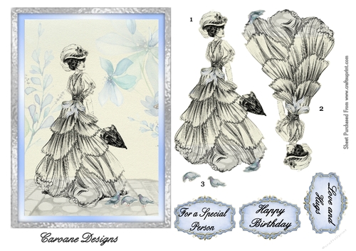 Victoriana - A5 card front with decoupage
