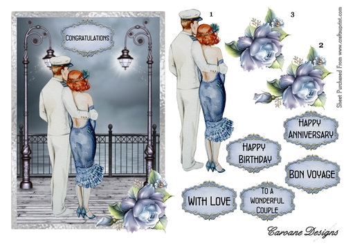 Faraway Places 1 - A5 card front with decoupage.