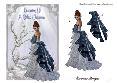 White Christmas - A5 card front with decoupage