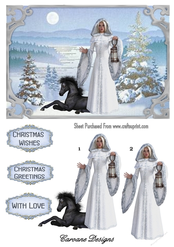 Christmas Guardian - A5 card front with decoupage