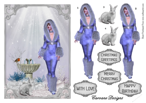 A Winter Stroll - A5 card front with decoupage.