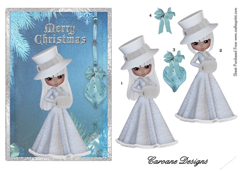 Blue Christmas - A5 card front with decoupage