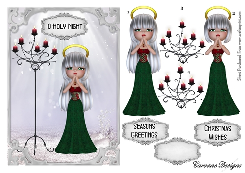 O Holy Night - A5 card front with decoupage