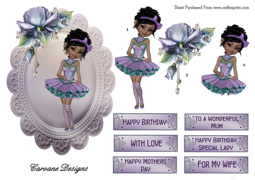 Lilac Dancer - A5 topper with decoupage