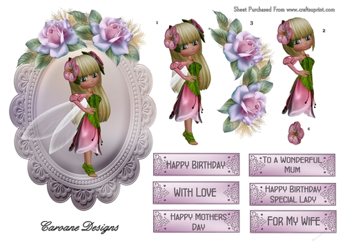 Little Blossom Fairy - A5 topper with decoupage