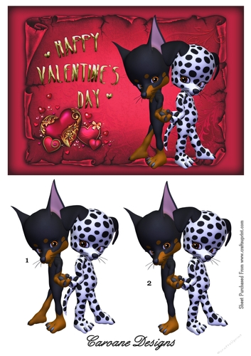 Puppy Love - A5 card front with decoupage.