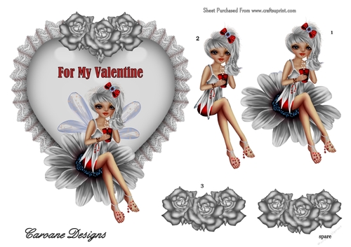 Fairy Valentine 2 - 6 x 7 inch topper with decoupage.