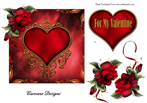 For My Valentine - 6 x 6 inch topper with decoupage.