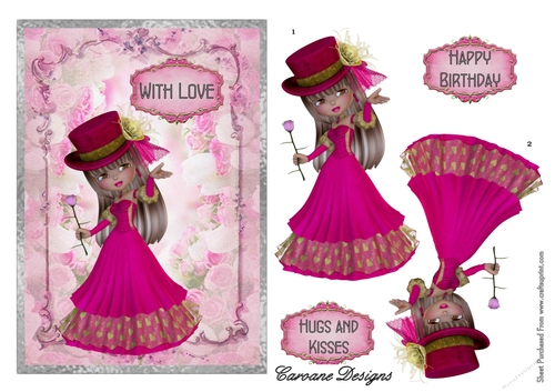  Birthday Princess - A5 card front with decoupage