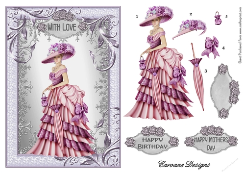 Elouise - A5 card front with decoupage.